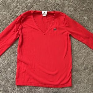 Lacoste: Red lightweight sweater top. Size 42